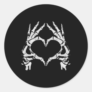 Hart Handen - Halloween - Skelet Handen Hart Zing Ronde Sticker