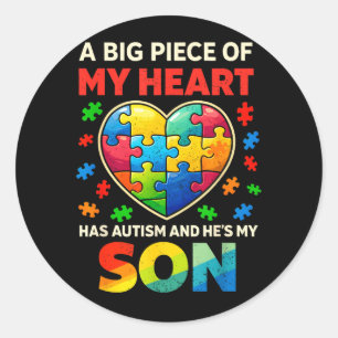 Hart Heeft Autisme Trots Autisme Ouder Vader Moede Ronde Sticker