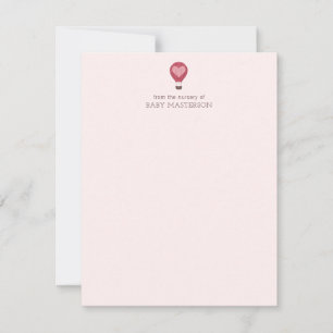Hart Hete Luchtballon Pastel Roze Baby shower Notitiekaartje