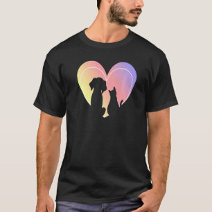 Hart Hond En Kat Silhouet Leuke Hart Dieren 1 T-shirt