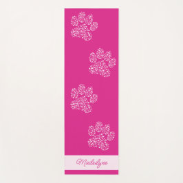 Hart hond poot prints Gepersonaliseerde Hot Pink Yogamat