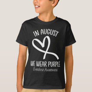 Hart in augustus We Draag Paarse overdosis bewustw T-shirt
