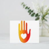 Hart in de hand briefkaart (Staand voorkant)