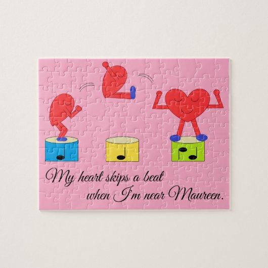 Hart in de liefde met springen: Roos-gekleurd Legpuzzel (Horizontaal)