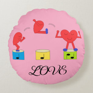 Hart in de liefde met springen: Roos-gekleurd Rond Kussen