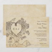 Hart in een Boom Camping Wedding Invitations Kaart (Voorkant / Achterkant)