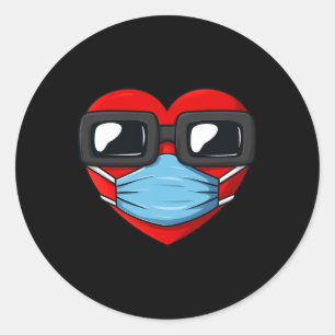 Hart in een masker Leuke Valentijnsdag Ronde Sticker