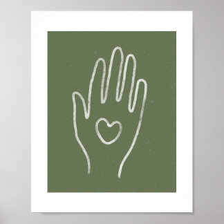 Hart in Hand Stoffige Groene Kunst Print