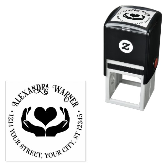 Hart in Handen Naam Retouradres Zelfinktende Stempel (In situ)