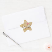 hart in het zand met schelpen ster sticker (Envelop)