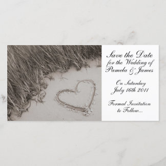 Hart in het zand Red de datum Save The Date