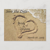 Hart in het zand Save the Date Briefkaarten (Voorkant)