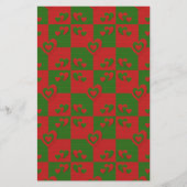 Hart in kerstkleuren: Red Green Felting Kijk Briefpapier (Voorkant)