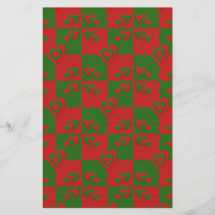 Hart in kerstkleuren: Red Green Felting Kijk Briefpapier