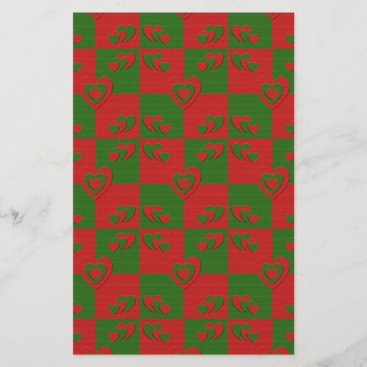 Hart in kerstkleuren: Red Green Felting Kijk Briefpapier (Voorkant)