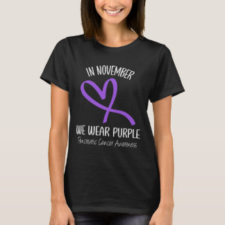 Hart In november Draag we Paarse alvleesklierkanke T-shirt