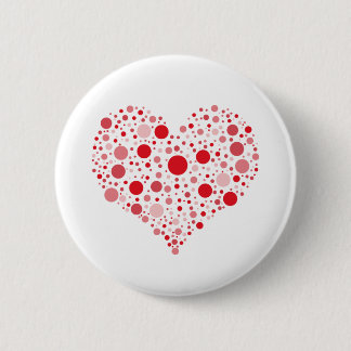 Hart in Stippen Ronde Button 5,7 Cm