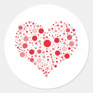 Hart in stippen ronde sticker