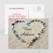 Hart in Strand Zand Nieuw Adres Aankondigingskaart (Voorkant / Achterkant)