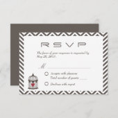  hart in vogelkooi Chevron Wedding RSVP (Voorkant / Achterkant)