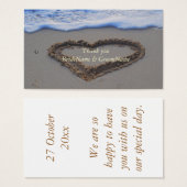 Hart in Zand Dank u Cadeau Label Visitekaartje (Voorkant /achterkant)