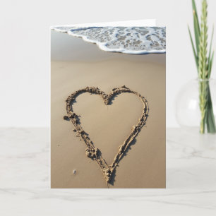 Hart in Zand Strand Scene Kaart