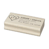 Hart Initialen Modern Hout Bruiloft Retouradres Rubberstempel (Stempel)