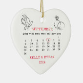 Hart Kalender Getrouwd Herfst 2024 Keramisch Ornament (Rechts)