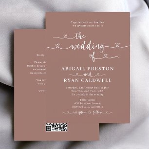 Hart Kalligrafie Budget Bruin Huwelijk Briefkaart