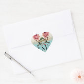 Hart Kant Barok Stijl Roos Aqua Hart Sticker (Envelop)
