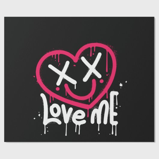 Hart karakter met dode ogen en glimlach gespoten cadeaupapier (Vlak)