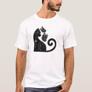 Hart Kat met Vlinders Schattige Liefde Kunst T-shirt