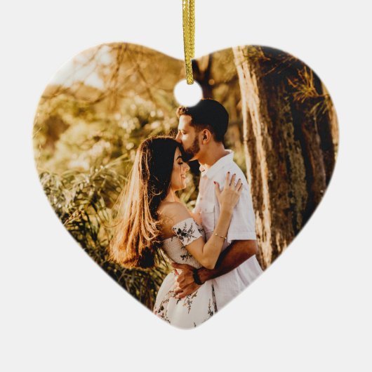 Hart Kerst Ornament - gepersonaliseerde keramiek (Voorkant)