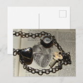 Hart, Kijk, Sleutel Ketting op  Menselijk Hart Briefkaart (Voorkant / Achterkant)
