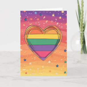 Hart Kleurrijke Regenboog Feestdagen Kaart