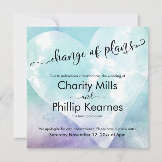 Hart Kleurrijke Uitgestelde Bruiloft Verandering v (Voorkant)