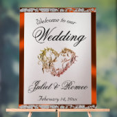 Hart, Koper Ribbon & Sparkle Welkom Acryl Bord (Neutraal)