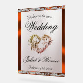 Hart, Koper Ribbon & Sparkle Welkom Acryl Bord (Hoek)