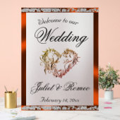 Hart, Koper Ribbon & Sparkle Welkom Acryl Bord (Huwelijk)