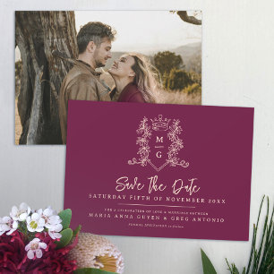 Hart kroon kuif wijn rode perzik foto bruiloft save the date