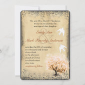 Hart Leaf Coral Tree Dove Love Bird Weddings Kaart (Achterkant)