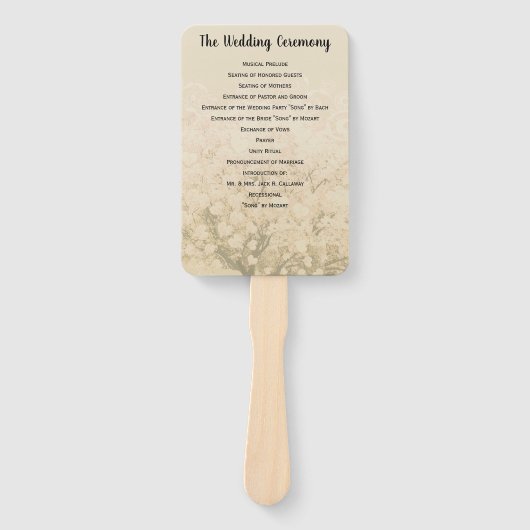 Hart Leaf Tree Wedding Program Handwaaier (Voorkant)