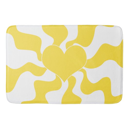 Hart - Lemon Geel en Wit Badmat (Voorkant)