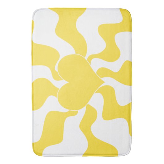 Hart - Lemon Geel en Wit Badmat (Voorkant Verticaal)