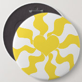 Hart - Lemon Geel en Wit Ronde Button 6,0 Cm (Voorkant /achterkant)