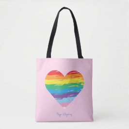 HART LGBTQIA Regenboogvlag, Pride Roze Canvas tas