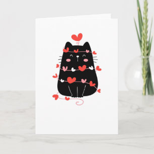 Hart Liefde Kat Valentijnsdag Kat Liefhebbers Kaart