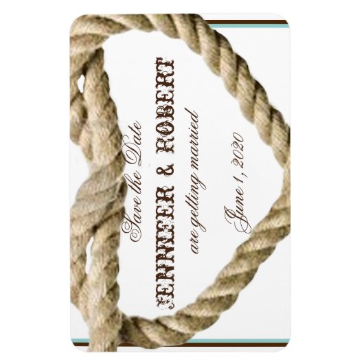 Hart Liefde Knoop Western Bruiloft Save the Date Magneet (Verticaal)