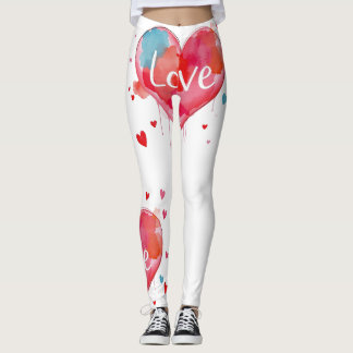 Hart Liefde Moderne Aquarel Kunstzinnige Valentijn Leggings