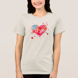 Hart Liefde Moderne Aquarel Kunstzinnige Valentijn Tri-Blend Shirt